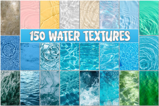 150 Water Surface Background Textures, Aqua Liquid Splashes