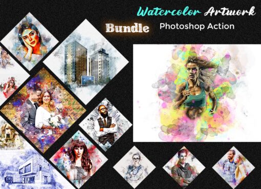 Watercolor Artwork Photoshop Action Bundle