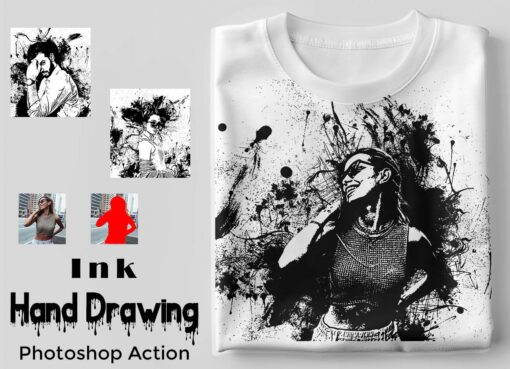 Ink Hand Drawing Photoshop Action