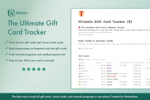 The Ultimate Gift Card Tracker Notion Template