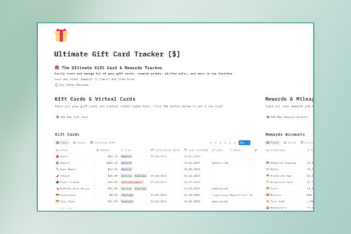 The Ultimate Gift Card Tracker Notion Template