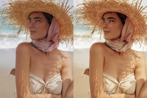 Tropical and beach photo editing with the Pastel Sea Lightroom Preset pack for influencers and bloggers.