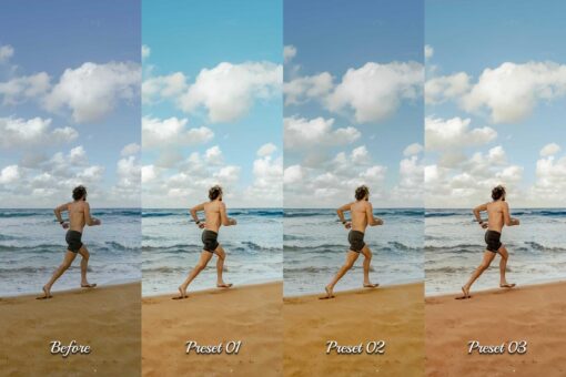 Pastel Lightroom presets for tropical vacations, coastal photography, and dreamy seaside edits.