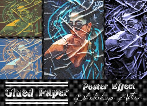Glued Paper Poster Effect Photoshop Action