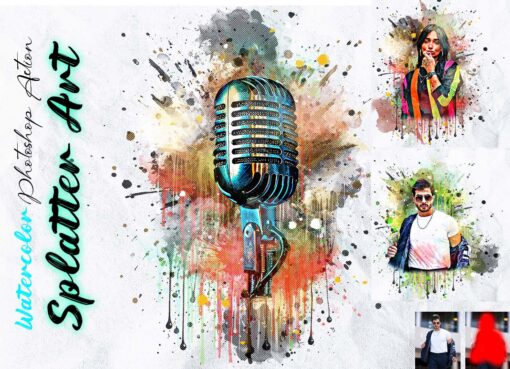 Watercolor Splatter Art Photoshop Action