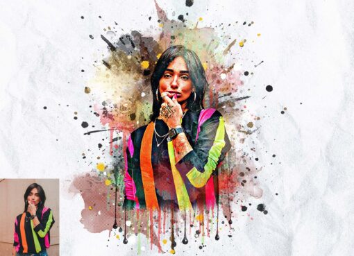 Watercolor Splatter Art Photoshop Action - Image 8