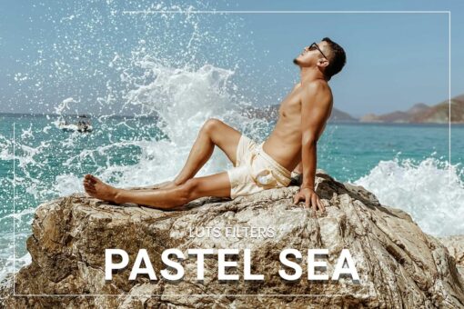 Pastel Sea Video LUTs for tropical travel and coastal videos with vibrant pastel tones and warm color grading.