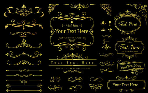 Elegant Golden Decorative Frame, Luxury Decoration, Vintage EPS