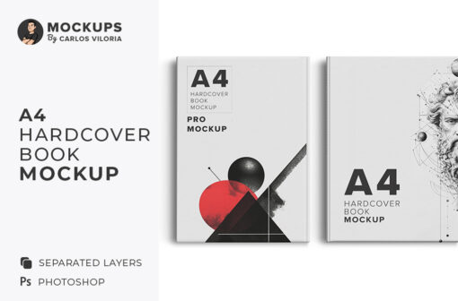 A4 Hardcover Book Mockup – Back & Front