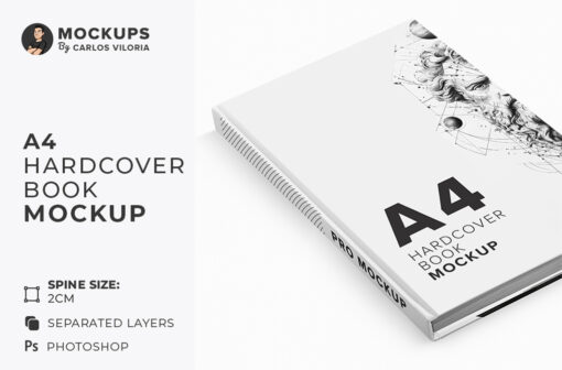 Perspective A4 Hardcover Book Mockup