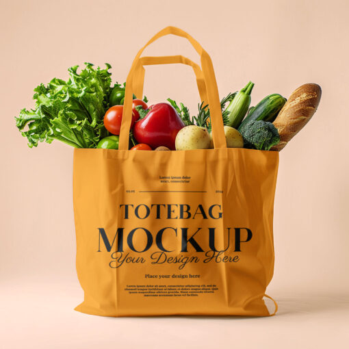 Shopping Tote Bag Mockup PSD – Realistic Grocery Bag Template